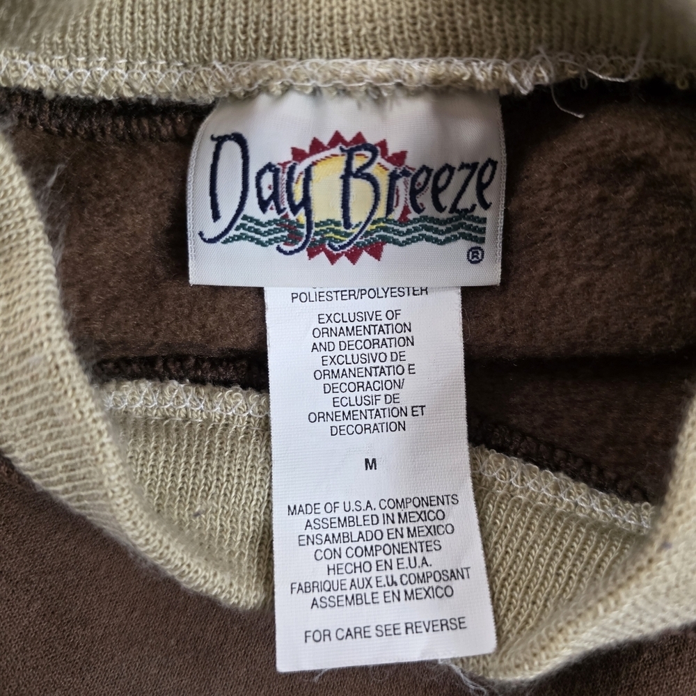 Vintage Double Collar Crewneck Wildlife Animal Graphic Sweatshirt Brown Size M - Picture 5 of 7